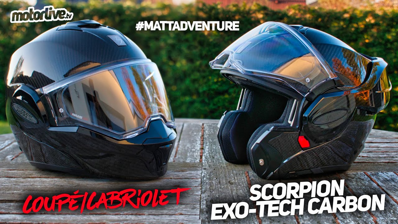 Casque Scorpion Exo-Tech Evo Carbon Genus Noir Mat Rouge