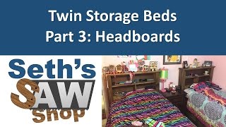 I built two twin sized storage beds with headboards for a couple of my kids. This is the third and final build video of my twin storage 