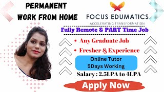 Work From Home Jobs | Remote work | Part Time Job | MNC Company Hiring | No Age Bar | Any graduate