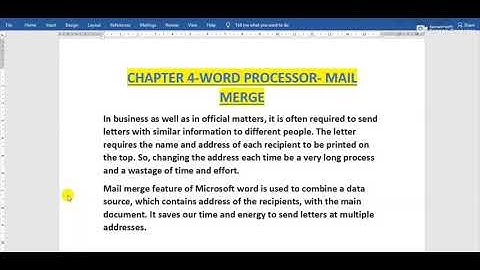 Class 6 chapter 4 word processor mail merge feature