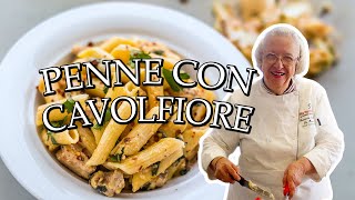 Penne with Cauliflower, Pine Nuts, and Raisins | Kitchen on the Cliff with Giovanna Bellia LaMarca