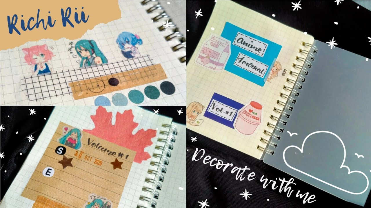 Decorating my first anime journal cover | on A6 notebook | Richi Rii