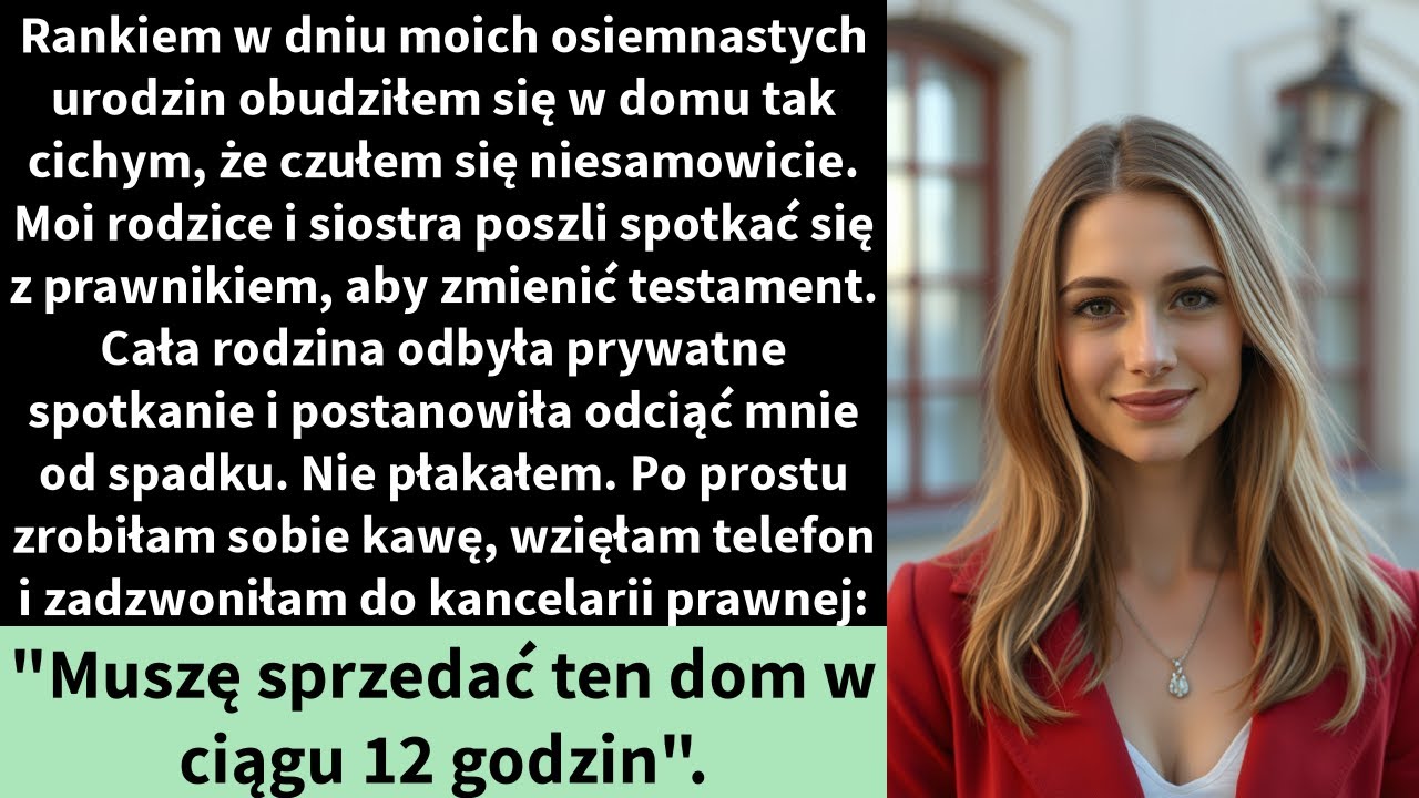 Rankiem w dniu moich osiemnastych urodzin obudziłem się w domu tak cichym,że czułem się niesamowicie
