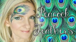 peacock face feather painting makeup paint feathers tutorial facepaint easy simple tutorials peacocks quick diamond designs paintings