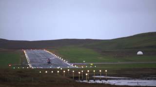 Sikorsky S-92 landing, Scatsa Airport, Shetland-Most northern airport of UK, HD 1080