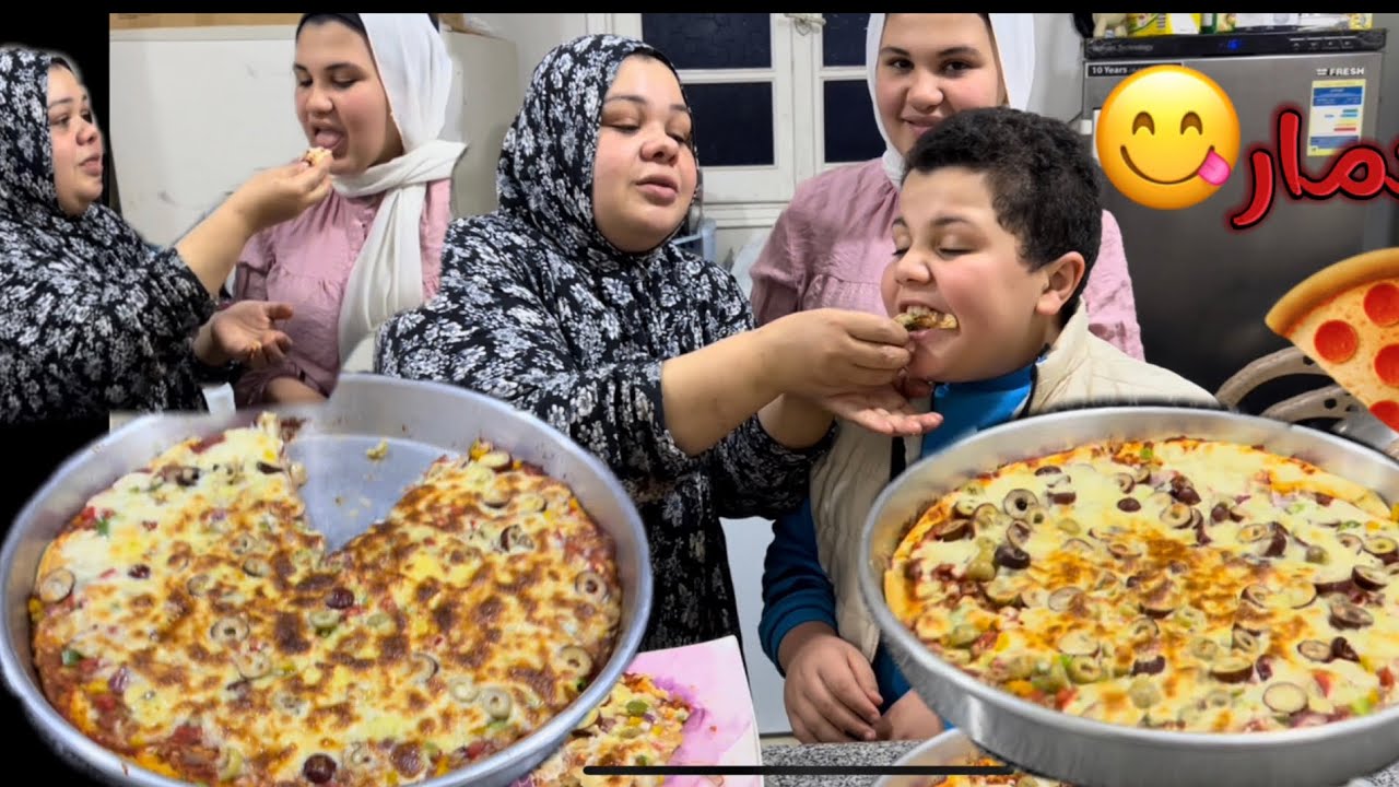 ام جني طريقه عمل البيتزا 😜😜😜😜😜