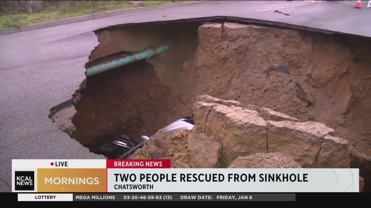 Chatsworth Sinkhole Swallows Vehicles People Escape Youtube