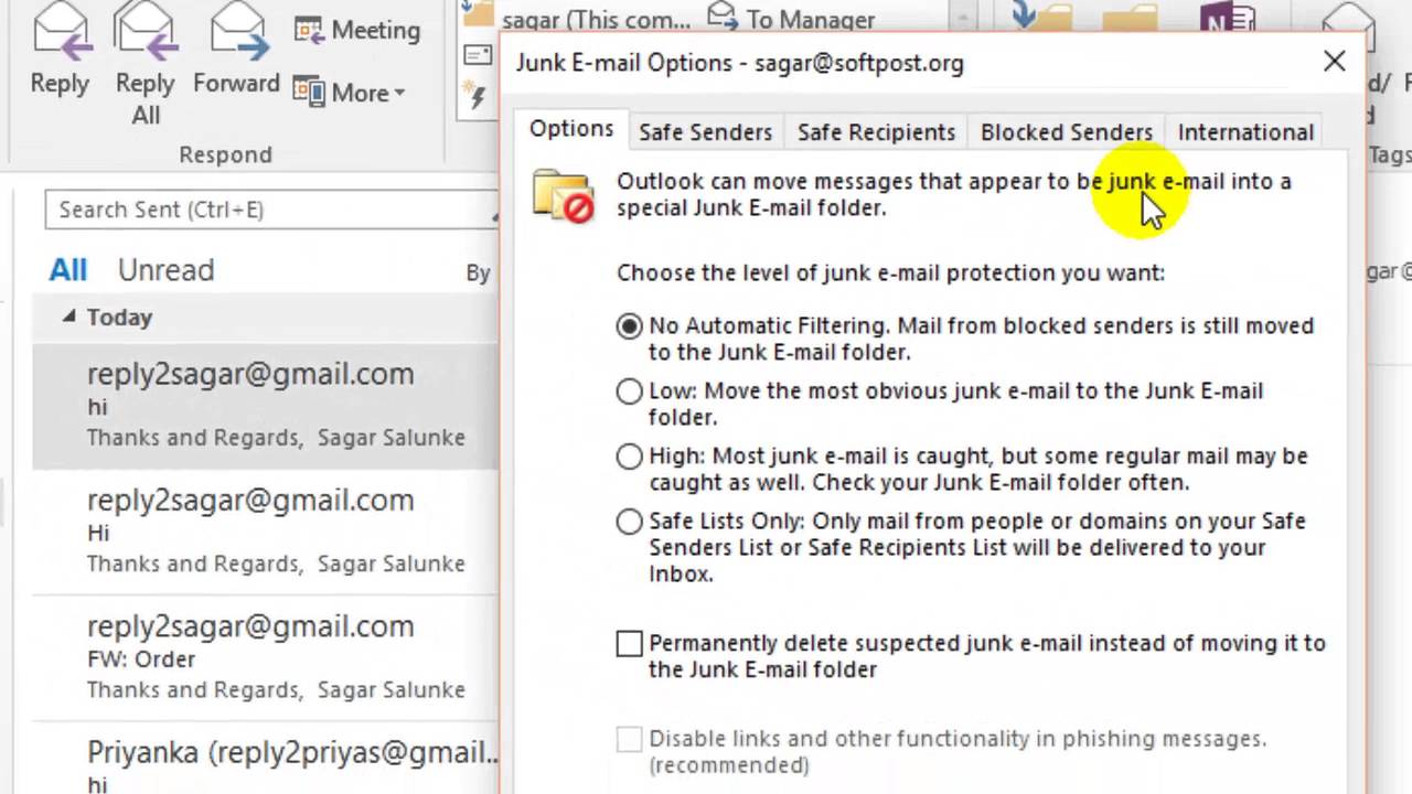 How To Whitelist Email Address In Outlook YouTube