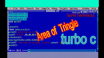 Area of triangle in C  Language: in c program turbo c compiler