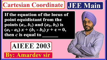 If the equation of the locus of point equidistant from the points (a1, b1) and (a2,b2) is ....