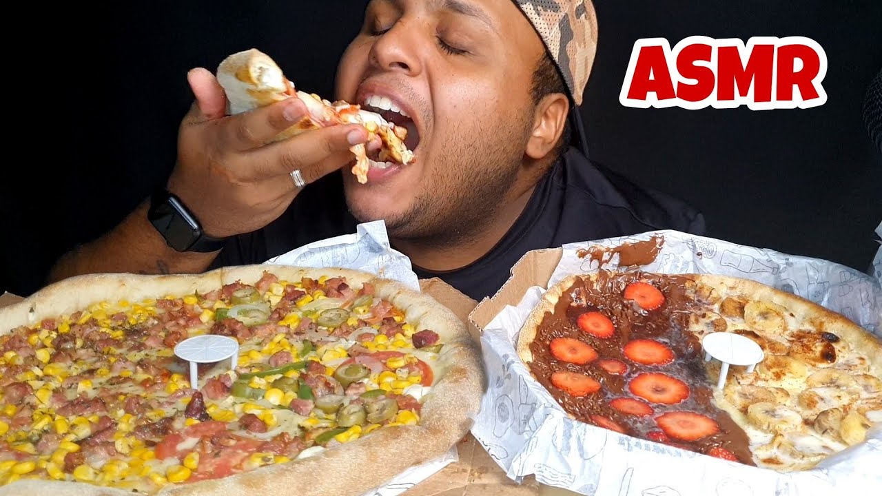 ASMR PIZZAS DOCE E SALGADA (MUKBANG) SONS DE MASTIGAÇÃO