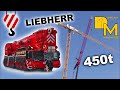 450t LIEBHERR LTM 1450-8.1 MOBILKRAN MIT GITTERSPITZE MONTIERT TURMDREHKRAN BAUSTELLE KRANMONTAGE