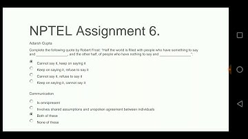NPTEL ASSIGNMENT 6 - DEVELOPING SOFT SKILLS AND PERSONALITY
