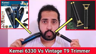 Vintage T9 Trimmer Vs Kemei 6330 Trimmer Hair trimming Test  || Who won? Resimi