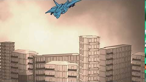 Sample 2D animation. Attack plane. Small fragment for music video.