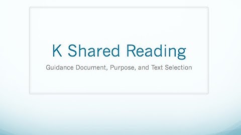 Kindergarten Shared Reading Professional Learning