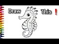 Draw This Cute Seahorse! 🐟 | Easy Step by Step Drawing for Kids