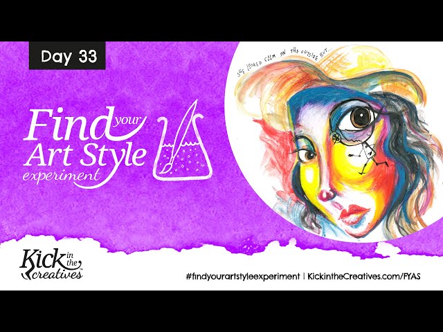 Find Your Art Style Experiment Day 41 - Inktense Blocks Abstract Face -  Kick in the Creatives