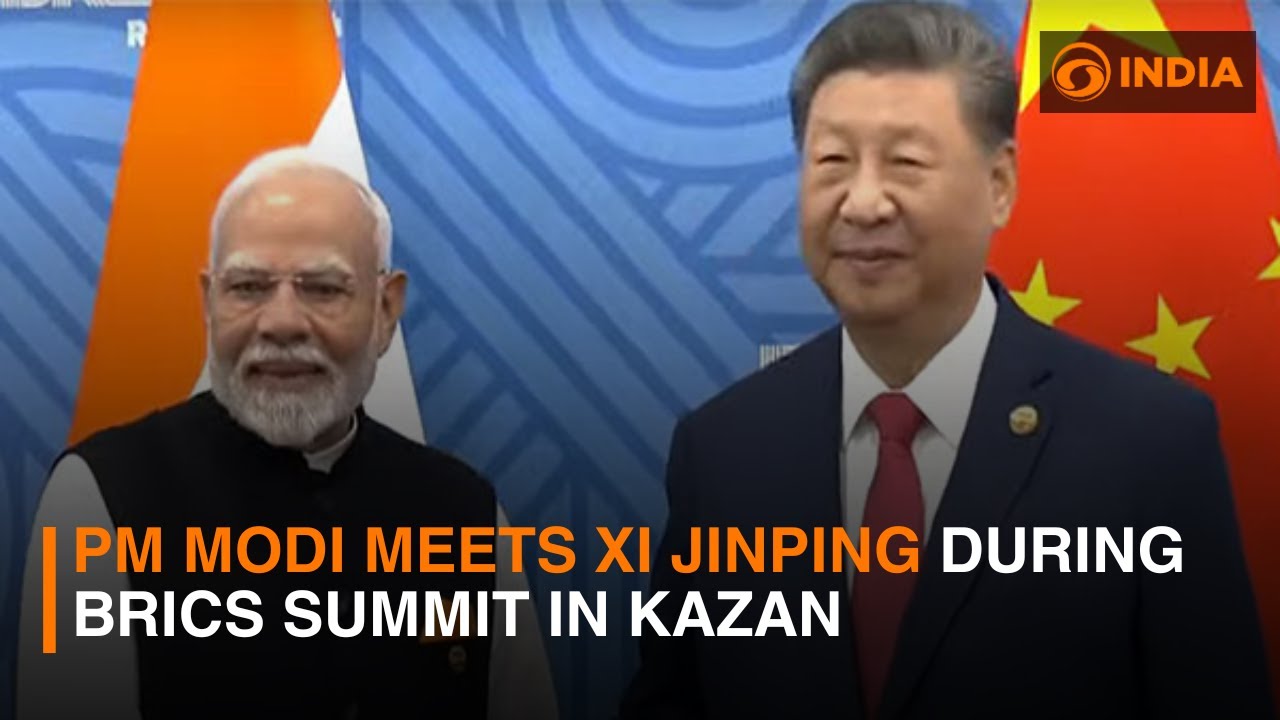 PM Modi Meets Xi Jinping at BRICS summit in Kazan || DD India - YouTube