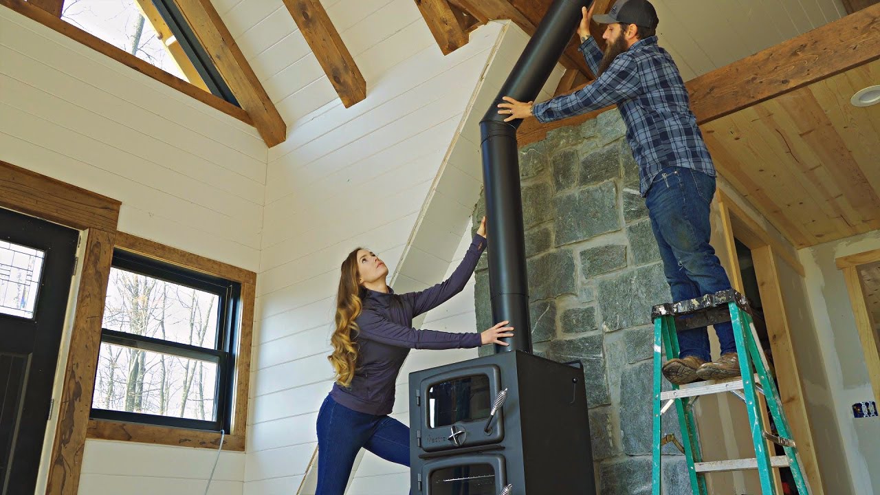 Installing The Wood Stove And Stove Pipe YouTube Installing The Wood Stove And Stove Pipe YouTube