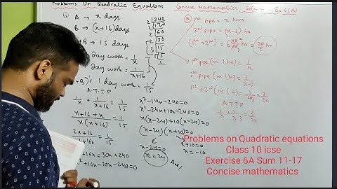 problems on Quadratic equations class 10 icse | concise Mathematics | Selina | Exercise 6A sum 11-17