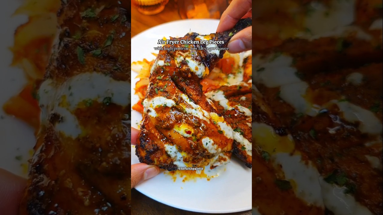 Курица, приготовленная в аэрогриле, с йогуртовым соусом #аэрогриль #курица #рецепт #еда #готовка ...