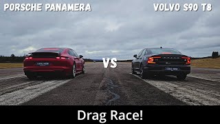 2023 Volvo S90 T8 455hp vs 2024 Porsche Panamera 4 EHybrid 462hp | Drag Race | 4K