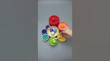 Wooden Balls Click into Beads 🌈📿Color Sorting #colorsorting #colorballs