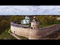 Средневековая крепость в Изборске под Псковом с дрона