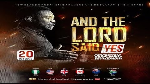 AND THE LORD SAID YES; PERFECTION, COMPLETION, SETTLEMENT! [DAY 1] || NSPPD || 20TH OCTOBER 2025