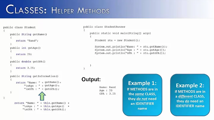 Classes Part 9: Helper Methods (Java)