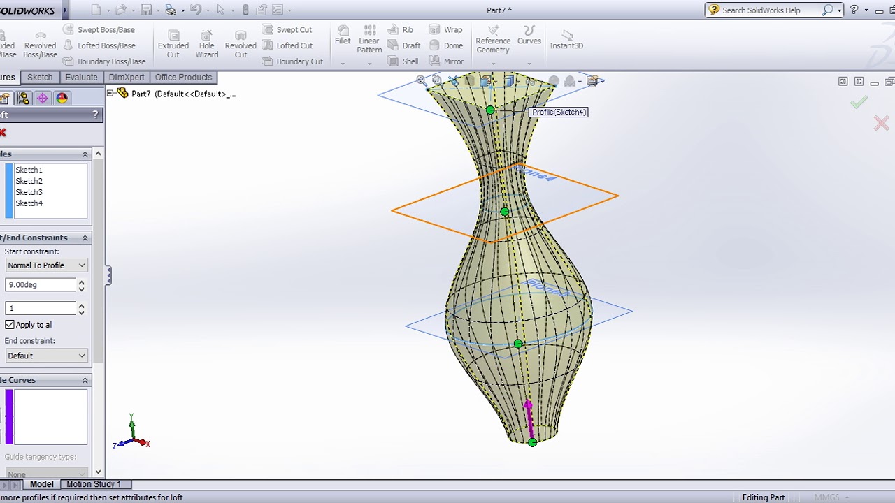 SolidWorks Tutorial in Tamil 27 : Lofted Boss/Base | Part | Solid - YouTube