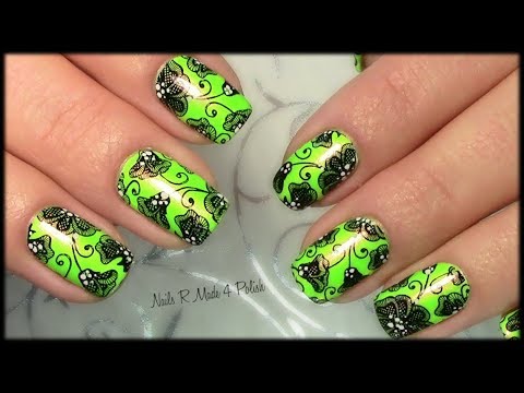 Summer Flower Nail Art / Neon Manucure / Emboutissage Nails Tutorial