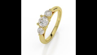 Atyaza Inc Yellow Gold Diamond 3 Stone Ring ATZR 0061