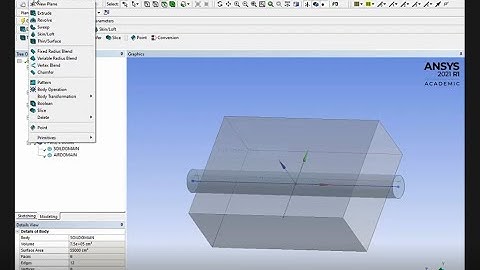ANSYS DESIGN MODELER SIMPLE CUBE WITH CYLINDER PASSING THROUGH