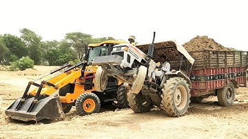 Eicher 548 Tractor with loaded Trolley Pulling | Jcb 3DX Machine | Tractor videos | Jcp