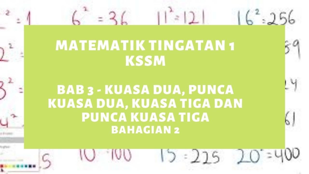 Bab 3 Matematik Tingkatan 1 Kuasa Dua Punca Kuasa Dua Kuasa Tiga Dan Punca Kuasa Tiga Bhg 3 Kssm Youtube