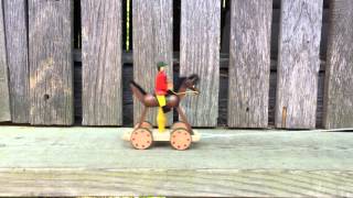 German Folk Art Horse and Rider on Wheels