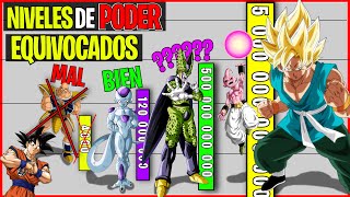 Los NIVELES de PODER EQUIVOCADOS de DBZ | NIVELES CORREGIDOS y ACTUALIZADOS