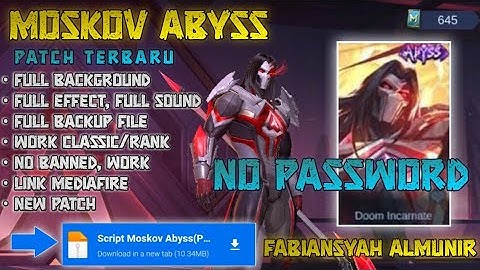 Script Skin Moskov Abyss Full Effect Sound | No Password | Patch Terbaru | Mobile Legends