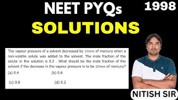 The vapour pressure of a solvent decreased by 10mm of mercury when a non-volatile solute was added