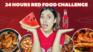 24 Hours RED Food Challenge❓😱#challenge #redfoodchallenge #missgarg #funny #funnychallenge #food