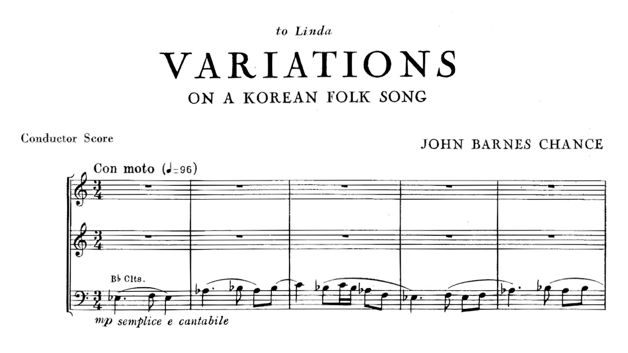 John Barnes Chance   Variations on a Korean Folk Song Score Video