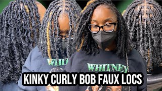 HOW TO DO KINKY CURLY BOB FAUX LOCS | Adding Curly Ends + Tucking Long Hair, Parting, Ombré Locs