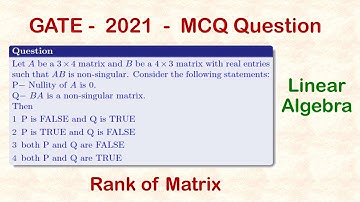 ||GATE MATHEMATICS - 2021|| Linear Algebra|| Rank of Matrix|| MCQ Question||