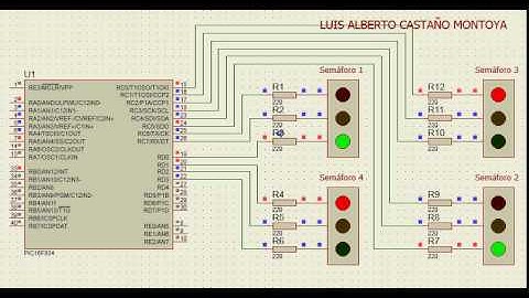 Semáforo programado en un microcontrolador Pic 16f884