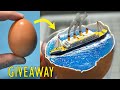 I used a MICROSCOPE to make a tiny TITANIC inside an EGG- Diorama /Miniature / GIVEAWAY