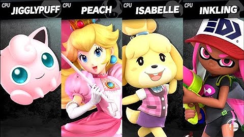 Jigglypuff VS Peach VS Isabelle VS Inkling LV 9 CPU Battle Super Smash Bros Ultimate