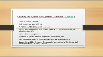 Creating the System Management Container And Set right Permissions  Lecture 4