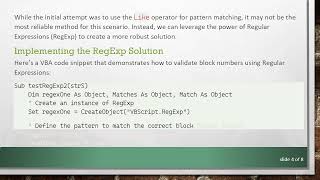 Finding the Right Format: Using RegExp to Validate Block Numbers in VBA